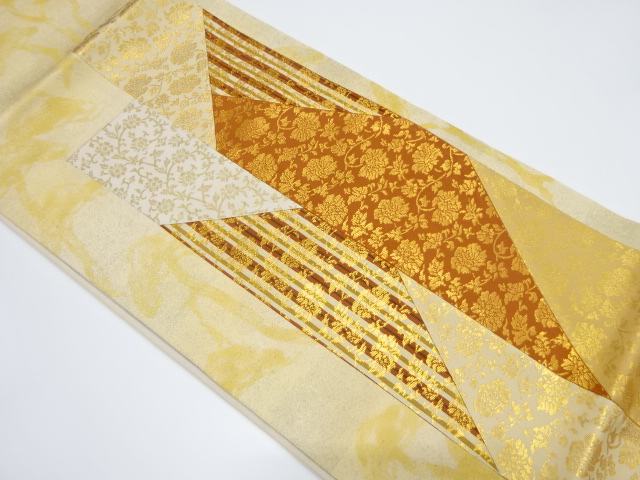 JAPANESE KIMONO / VINTAGE FUKURO OBI / WOVEN FLOWER ARABESQUE